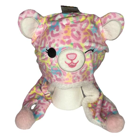 Squishmallow Michela Earflap Hat Pink Leopard Girl’s Beanie One Size - Picture 1 of 11
